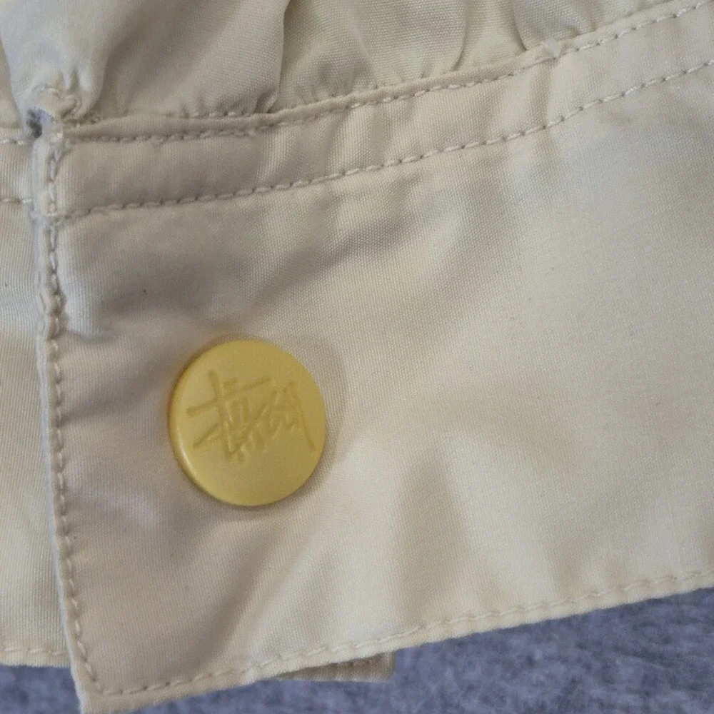 Vintage Stussy 8 Ball Jacket Mens M Cream Navy Color block Y2K Streetwear